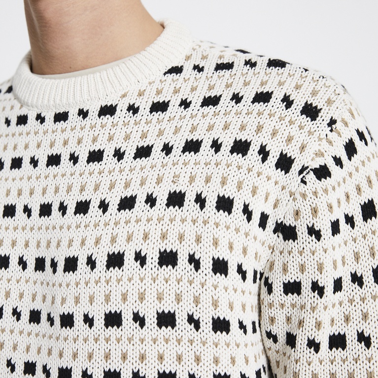 Pattern knit sweater "Felize" Off white